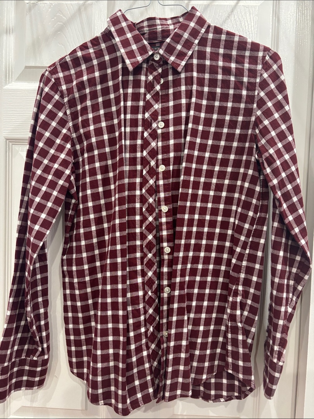 Banana Republic Burgundy and White Checked Button-Down Shirt